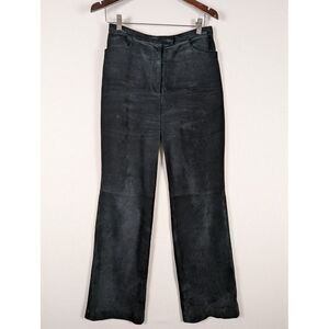 Caslon Vintage Y2K Black Soft‎ Suede Leather Pants Women 8 Lined Straight Leg